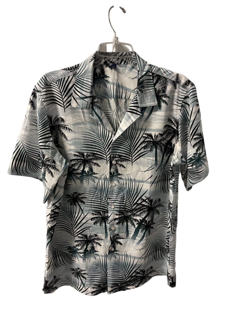 Design in Italy Luxury Men's Short-Sleeve Tropical Palm Print Shirt Sz L